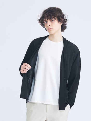 【定番/シアー素材】ストレッチ カノコ ワンボタン カーディガン