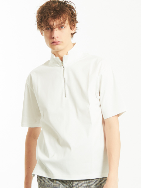 シルケットスムース ハーフジップ Tシャツ