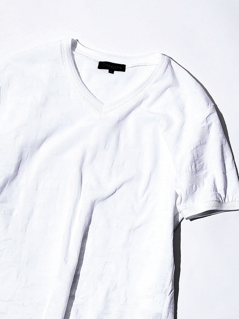 【Recency of Mine】ランダムカモジャカードボーダーVネックTシャツ