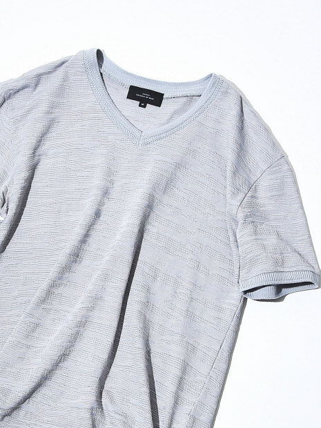 【Recency of Mine】ランダムカモジャカードボーダーVネックTシャツ