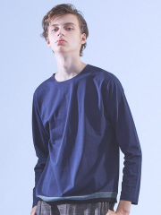 圧着クルーネックトリムTシャツ
