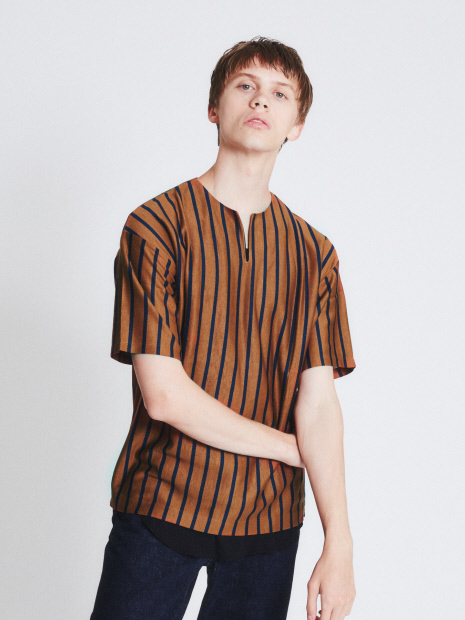 テンセルジャージーキーネック 半袖Tシャツ