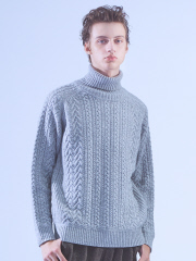 【LANEROSSI】RIB×CROSSKNIT タートルネックニット
