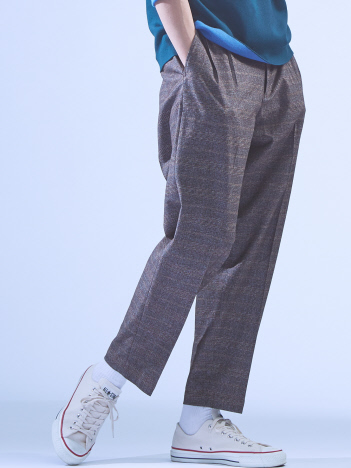 チェックワイドテーパードパンツ