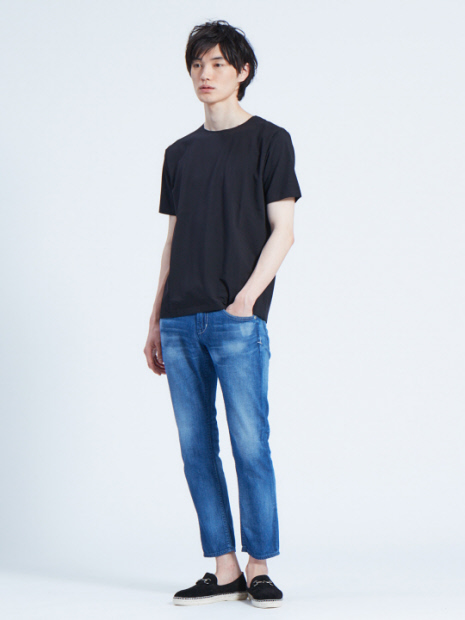 【ノンストレス】COTTON LYCRA圧着クルーネック半袖Tシャツ