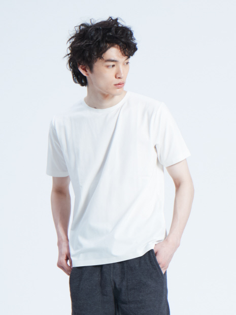 【ノンストレス】COTTON LYCRA圧着クルーネック半袖Tシャツ