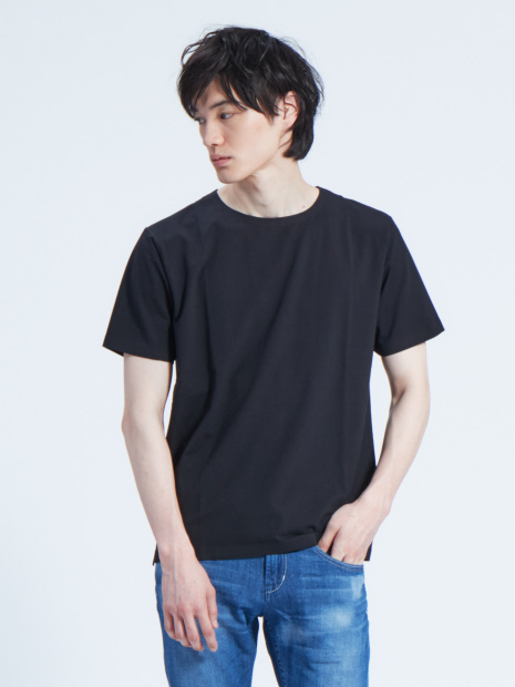 【ノンストレス】COTTON LYCRA圧着クルーネック半袖Tシャツ