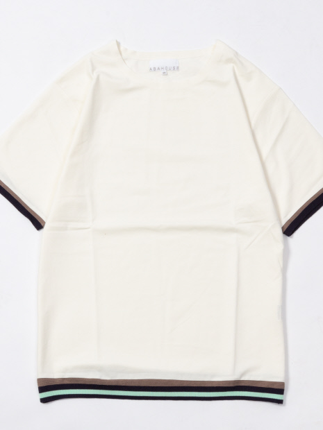 【ノンストレス】ベア天竺圧着ニットトリムTシャツ
