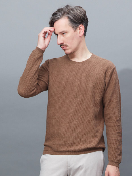【Recency of Mine】LINEN TOPハニカムクルーニット