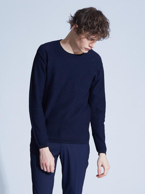 【Recency of Mine】LINEN TOPハニカムクルーニット