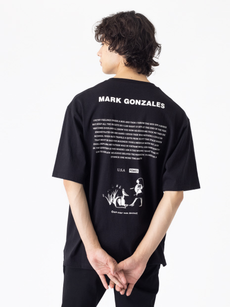 Mark Gonzales マークゴンザレス 別注 モノクロ バックプリント Tシャツ Abahouse アバハウス