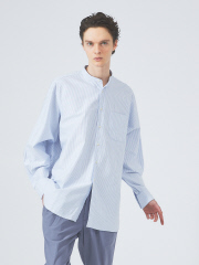アバハウス
【Individualized shirts】別注 / ストライプ バンドカラーシャツ