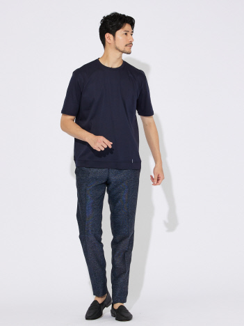 【コットンシルケット】ポンチ クルーネック Tシャツ