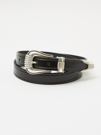 【TORY LEATHER/  トリーレザー】3Piece Silver Buckle Belt / 3ピース シルバー バックル ベルト ブラック