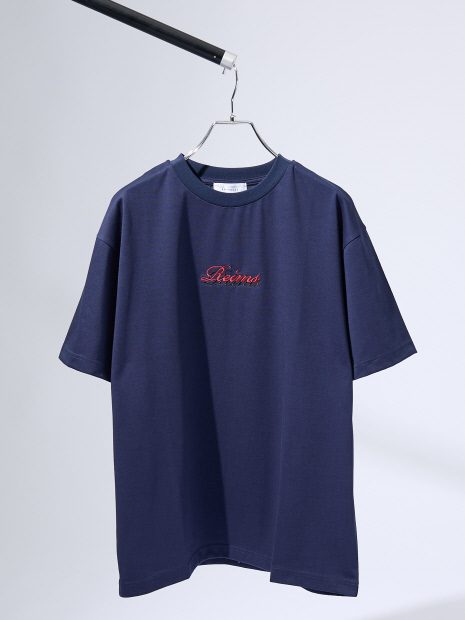 レタリングステッチ刺繍 半袖Tシャツ