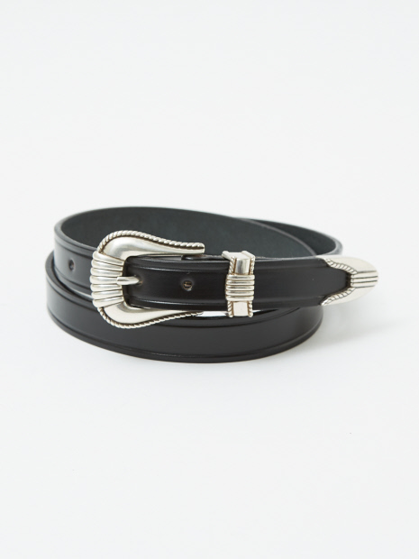 【TORY LEATHER/ トリーレザー】3Piece Silver Buckle Belt / 3ピース シルバー バックル ベルト ブラック