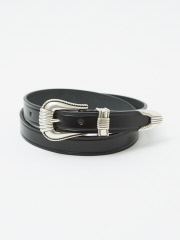 【TORY LEATHER/ トリーレザー】3Piece Silver Buckle Belt / 3ピース シルバー バックル ベルト ブラック