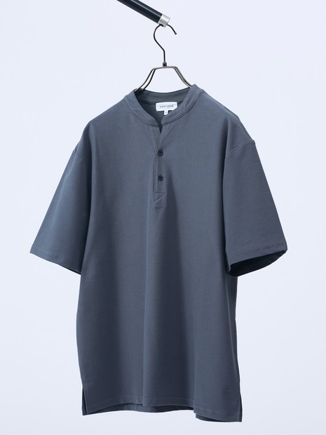接触冷感】Vネック スキッパーTシャツ/ヘンリーネック/COVEROSS(R