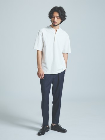 【接触冷感】Vネック スキッパーTシャツ/ヘンリーネック/COVEROSS(R)
