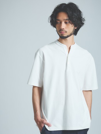 【接触冷感】Vネック スキッパーTシャツ/ヘンリーネック/COVEROSS(R)