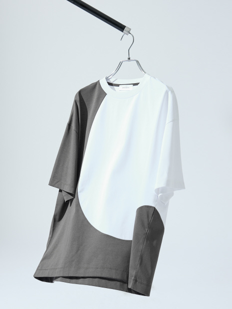 ウズマキ バイカラー 半袖Tシャツ / オーバーサイズ