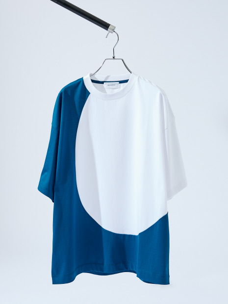 ウズマキ バイカラー 半袖Tシャツ / オーバーサイズ