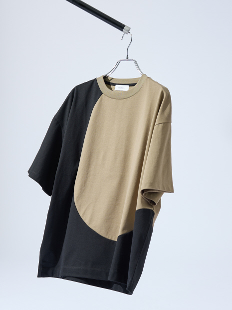 ウズマキ バイカラー 半袖Tシャツ / オーバーサイズ