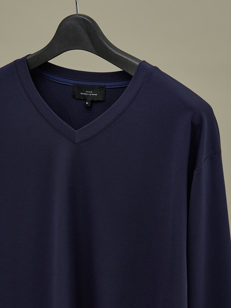 定番】ドレスポンチ Vネック 長袖Tシャツ / ストレッチ｜ABAHOUSE