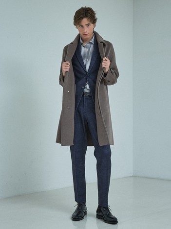 【ON/OFF兼用】ウールモッサ バルカラーコート / ステンカラー