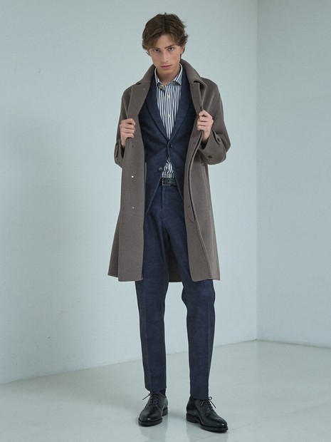 【ON/OFF兼用】ウールモッサ バルカラーコート / ステンカラー