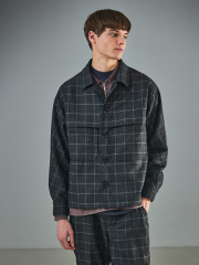 セットアップ対応】ウールライク チェック CPOシャツブルゾン