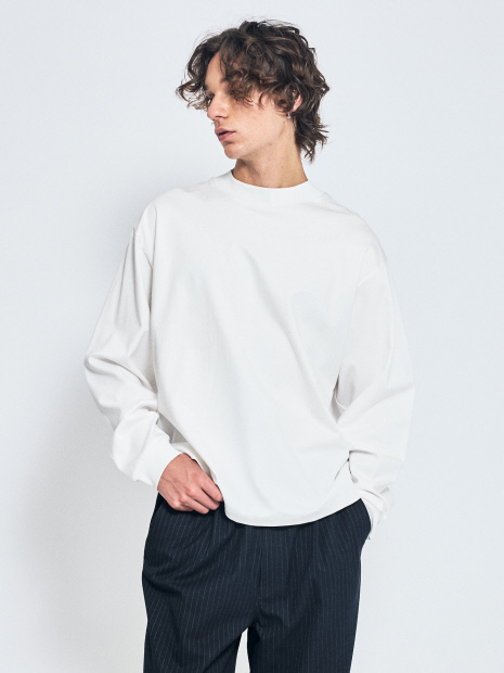 【シルケット加工】モックネック ロングTシャツ【予約】