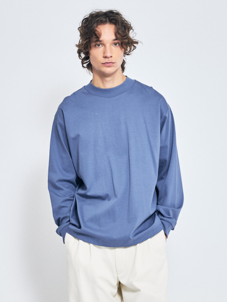 【シルケット加工】モックネック ロングTシャツ【予約】