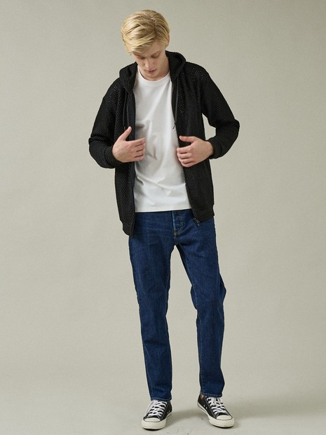 シェルニット ダブルジップパーカー