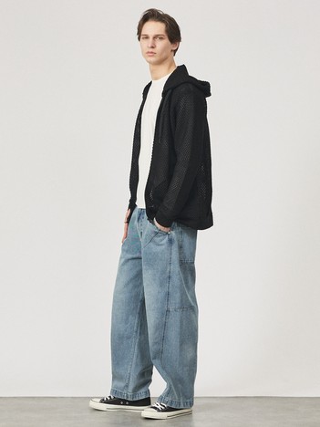 メッシュニット ダブルジップパーカー