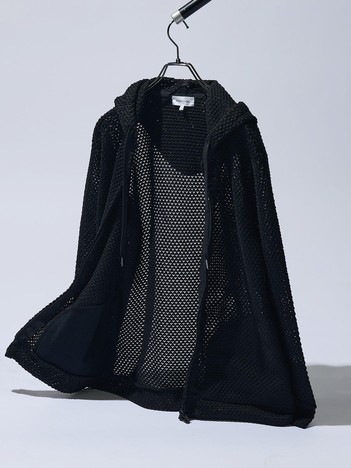 シェルニット ダブルジップパーカー