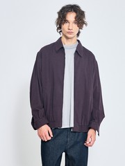 ノーカラー】クルーネック ジップブルゾン / ノーカラー