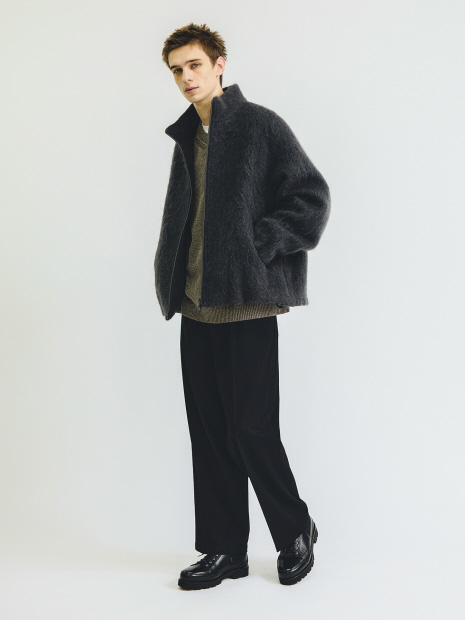 ウール×モヘア シャギー スタンドカラーブルゾン