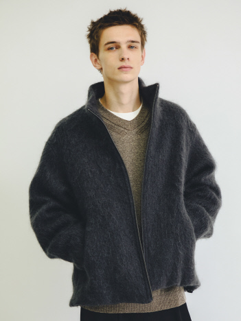 ウール×モヘア シャギー スタンドカラーブルゾン