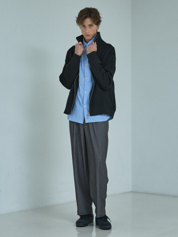 12ゲージ 畦編み ドライバーズニット / ダブルジップ