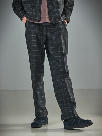 ABAHOUSE - 【セットアップ対応】ウールライク チェック ボリュームタック ワイドスラックス