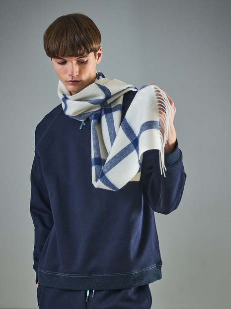 ウール×カシミヤ　チェック マフラー / ON・OFF兼用