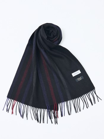 チェック＆ストライプ　ウールマフラー