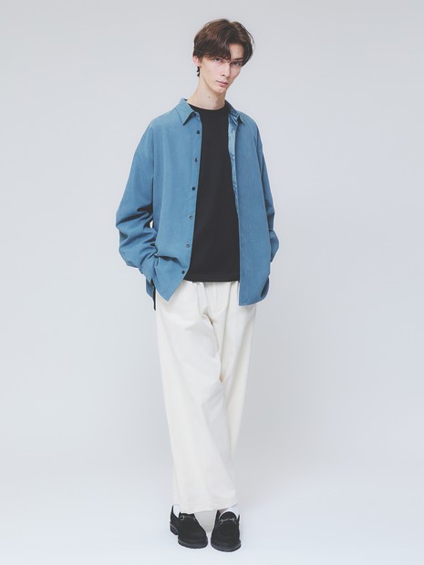スエードタッチ オーバーサイズ レギュラーカラーシャツ｜ABAHOUSE