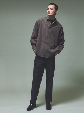 スエードタッチ オーバーサイズ レギュラーカラーシャツ