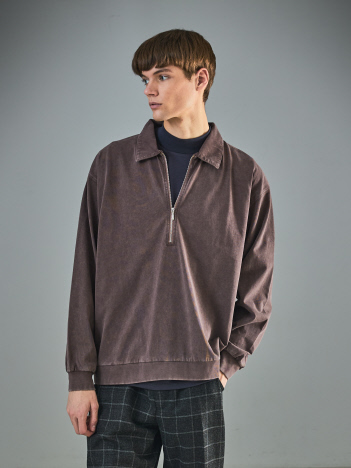 OUTLET (MEN'S) - 【ウォッシュ加工】ロング ハーフジップ プルオーバー / ロンT