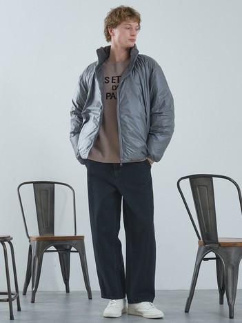 【リバーシブル】シャーリング パデッドブルゾン / 中綿ジャケット / 撥水