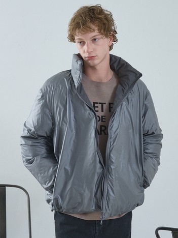 【リバーシブル】シャーリング パデッドブルゾン / 中綿ジャケット / 撥水