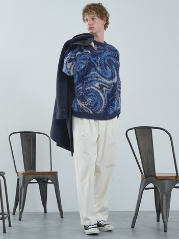 ループシャギー マーブル グラデーションニット