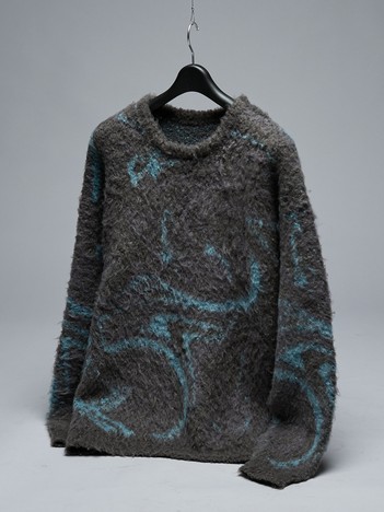 ループシャギー マーブル グラデーションニット